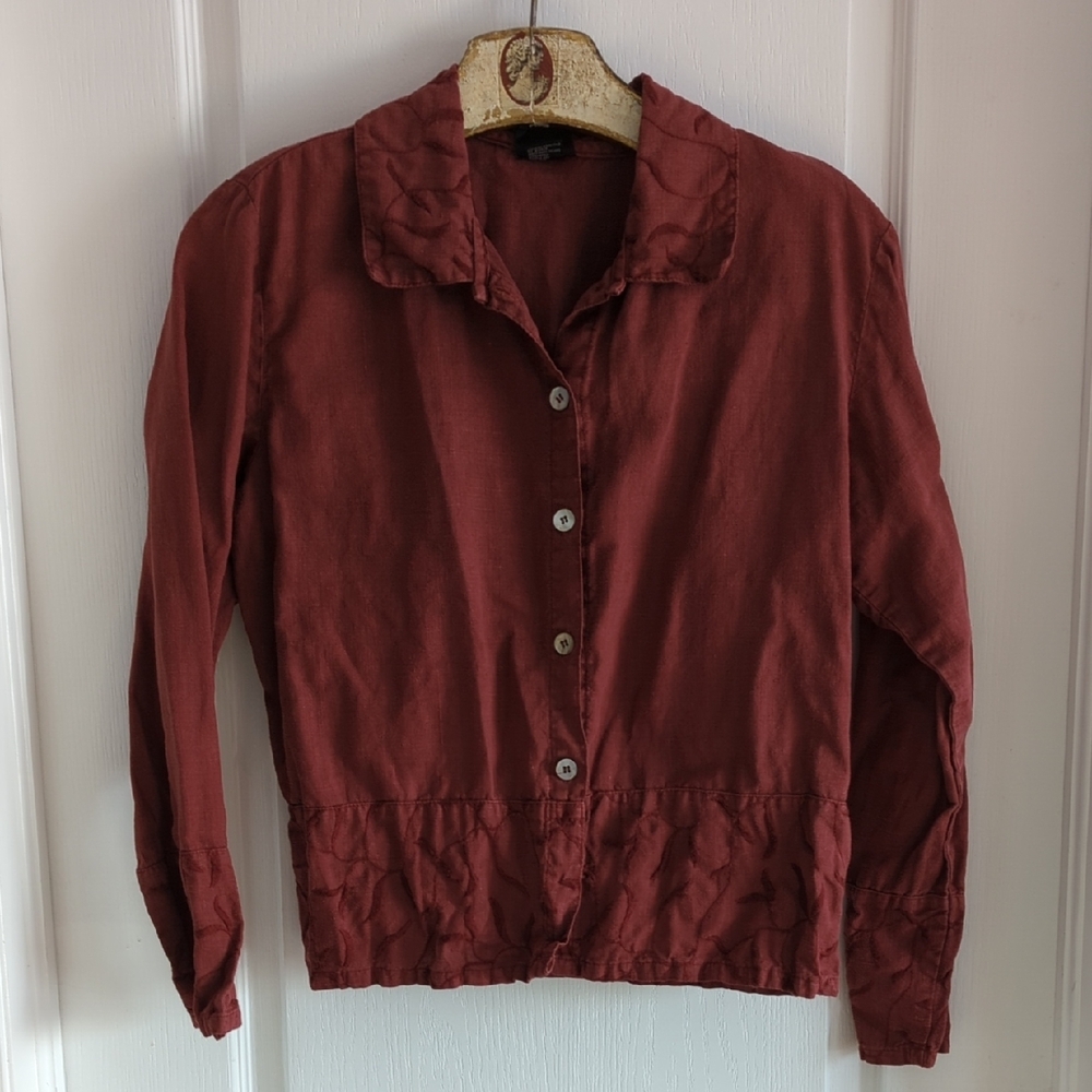 Embroidered Vintage Hemp Blouse